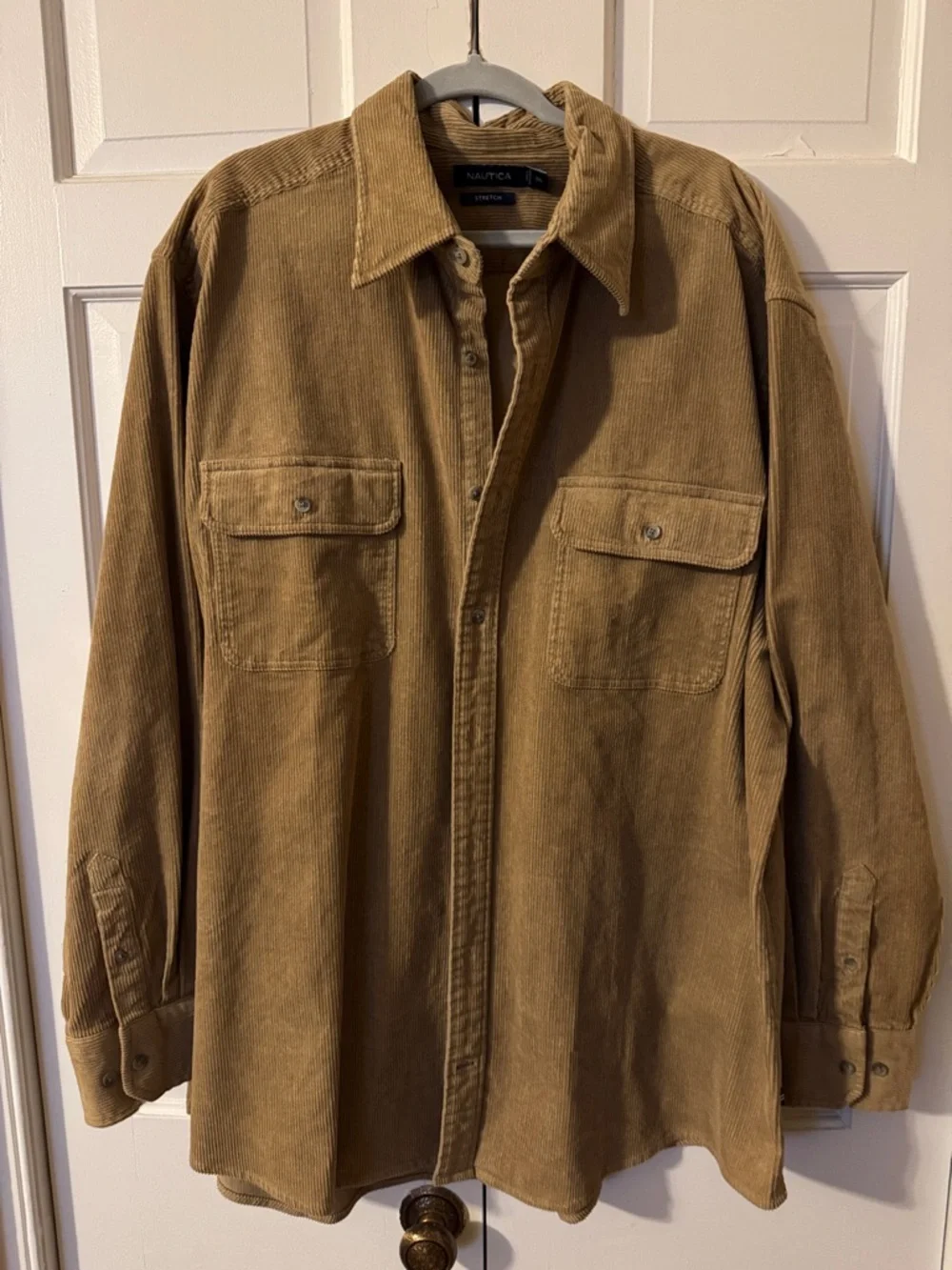 NWOT Nautica Men's Corduroy Shirt Jacket in Tan Long Sleeves Size 2XL